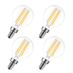 Fulighture LED Filament Bulb, E14 Edison Screw G25 Bulb Vintage Classic, 4W Energy Saving Light Bulbs(40W Incandescent Equivalent ), Soft Warm White 2700K, Retro Antique Lamp, Not Dimmable, Pack of 4