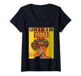 Womens Black Independence Day - Love a Black Vodka Girl V-Neck T-Shirt
