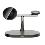 Magnetisk Trådlös Laddningsstation 3-i-1 Snabbladdningsställ för iPhone 15 14 13 12 Pro Max black