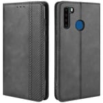HualuBro Blackview A80 Pro Case, Blackview A80 Plus Case, Retro PU Leather Full Body Shockproof Wallet Flip Case Cover with Card Holder and Magnetic Closure for Blackview A80 Pro Phone Case (Black)