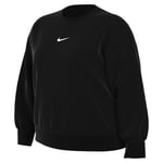 NIKE DV4976-010 W NSW PHNX FLC OS CREW PLUS Sweatshirt Women's Black/sail 2X