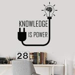 Wall Sticker PVC Removable Wall Decal Book Bedroom Knowledge is Motivation Motivation Phrases Brain Pattern Home Decoration School Classroom 57x63cm