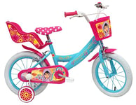 Vélo ATLAS Princesse des Sables 14' Vélo Princesse des Sables équipé d'un Panier Avant, d'un Porte poupée arrière, de 2 Freins et de stabilisateurs Fille, Turquoise