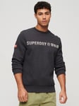 Superdry Vintage Workwear Crew Neck Sweatshirt, Raven Black Marl