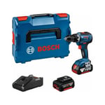 Bosch - Perceuse-visseuse 18V gsr 18V-55 Professional + 2 batteries 4Ah + chargeur + coffret l-boxx 06019H5200 - Noir