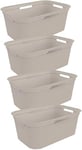 Rotho, Brisen, Set of 4 laundry basket 41 l, Plastic (PP) BPA-free, beige, 4 x 40l (59,6 x 39,6 x 31,3 cm)