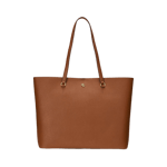Lauren Ralph Crosshatch Leather Large Karly Tote Handväskor Dam Brun ONESIZE