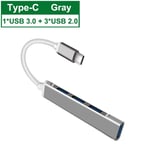Type c gris - Répartiteur USB Multi 4 ports, adaptateur d'extension Type C HUB pour Lenovo Xiaomi Macbook Pro Air PC, accessoires