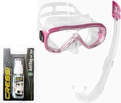 Cressi Snorkel Mask Set Adult, Clear/Red with Unisex Anti Fog for Diving Masks/Swim Goggles, Transparent, 30 ml