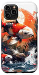 iPhone 11 Pro two anime koi fish asian carp lucky goldfish sunset waves Case