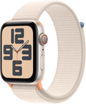 Apple Watch SE (GPS + Cellular 44 mm), Tähtivalkea alumiinikuori ja Sport Loop -ranneke