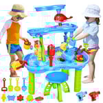 JONRRYIN Table Sable et Eau, Table de Jeux d'eau pour Enfant, Table d'activité Bébé, Table d'eau Enfant Exterieur, Jouet de Jeu Sable et Eau, Jouet d'été pour Enfants Filles et Garçons de 3 4 5 6 Ans