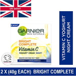 🇬🇧 2 x 40g Garnier Bright Complete Vitamin C Night Face cream fo Brighter Skin