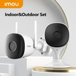 IMOU 1080P FHD WIFI IP Security Camera Indoor & Outdoor Cam Set Cue 2C+Bullet 2C