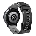 MoKo Strap Compatible with Garmin Vivoactive 3/Forerunner 55/245/645/Venu 2 Plus/Sq/Vivomove HR/Approach S12/Samsung Galaxy Watch 4, 20mm Soft Silicone Replacement Sport Wristband, Black/Gray