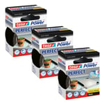 tesa Extra Power Perfect Cloth Tape - Fabric-Reinforced Repairing Tape for Crafting, Repairing, Fastening, Reinforcing and Labelling - Black - 3X 2.75 m x 38 mm