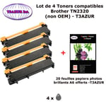 4 Toners génériques TN-2320 pour Brother DCP L2500 L2500D L2520DW L2540DN L2560DW L2700 imprimante+ 20f A6 brillantes -T3AZUR