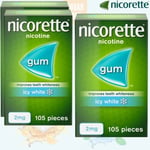 Nicorette Icy White Gum Nicotine, 2 mg (Stop Smoking Aid), 105 Piece- Pack 3