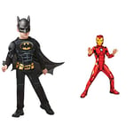 Rubie's Official Batman Black Deluxe Child's Costume, Superhero Fancy Dress,Height 104 cm & Official Marvel Avengers Iron Man Classic Childs Costume, Kids Superhero Fancy Dress, X-Small, Red