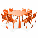 OVIALA Oviala - Ensemble table de jardin carrée et 8 fauteuils en métal orange Palavas Orange