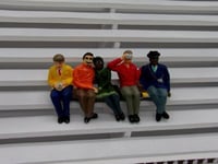 F702Greenhills Scalextric Carrera Group of 5 Hand Painted Seated Spectators 1...