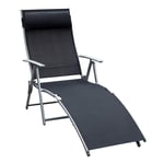 Sun Lounger Recliner with Pillow Foldable 7 Levels Textilene