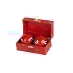 lachineuse - Coffret Boules Qi Gong Yin Yang - Boules Chinoises Anti Stress en Émail ⌀ 40 mm - Boules de Santé - Coffret Cadeau Relaxation Zen - Objet Asiatique Japon Chine Feng Shui - Coloris Rouge