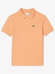 Lacoste Boys Classic Short Sleeve Pique Polo - Cina Orange, Light Orange, Size 6 Years