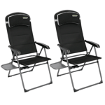 2 x Quest Vienna Pro Recline Folding Camping Chair With Side Table Seat Caravan
