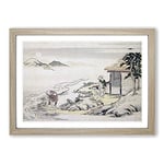 Big Box Art Full Moon at The Harvest by Kitagawa Utamaro Framed Wall Art Picture Print Ready to Hang, Oak A2 (62 x 45 cm)
