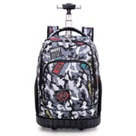 WU Rolling Backpack Square Pattern Backpack Children Waterproof School Bag,C