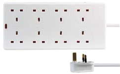 Abacus Range 8 Way Multi Plug Extension Lead 0.5m Power Strip | 8 Socket Extension Cord 0.5 Meter | 8 Gang UK Mains Electric Power Extension Cable White Variable Lengths