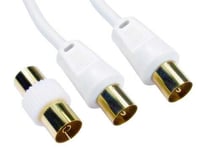 World of Data 0.5m Coax Cable - Multiple Shielded EMI RFI - 24k Gold Plated - Male to Male - Antenna - Digital TV Fly Lead - Copper Wire