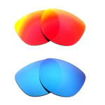 Walleva Fire Red + Ice Blue Polarized Lenses For Oakley Sliver R Sunglasses