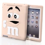TechDealsUK Soft Silicone 3D M&M Bean Chocolate Candy MM Case Cover For Apple iPad 4 3 & 2 (Cream)