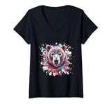 Womens Polar Bear Head | Animal Portrait Popart Colorful V-Neck T-Shirt