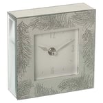 DRW Horloge de Bureau carrée en Miroir et Argent 14 x 14 x 4,5 cm
