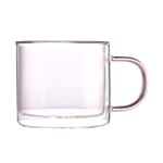 Water Mugs Glass Coffee Cups Double Walled Heat Insulated Cup Pink 250ml