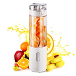 Portable Mini Blender, Personal Size Juicer Blender USB Rechargeable for Fruits Milk Smoothies and Shakes with Six Blades,Handheld Blender (White)