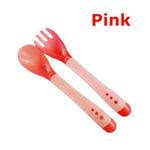 2pcs/set Feeding Spoon Fork Baby Flatware Utensils Set Pink