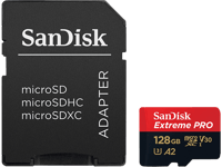 SANDISK Extreme Pro microSDXC 128GB 200 MB/s UHS-I med SD-adapter