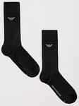 Emporio Armani Bodywear Dressy Cotton 3 Pack Short Socks, Black, Size S/M, Men