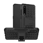 AUSKAS-UK Shockproof Protective Case For Xiaomi Tire Texture TPU+PC Shockproof Phone Case for Xiaomi Mi 9, with Holder (Black) Combination Case (Color : Black)
