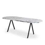 Saw Dining Table Rounded, White Marble - Frame Black Stained Ash