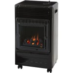 Chauffage d'appoint à gaz Ektor Fire - Intérieur - Brûleur Inox Infra Bleu effet feu de cheminée - 3 Puissances de Chauffe -jusqu'à 35 m² - Noir