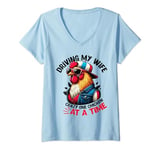 Womens Driving my wife crazy one chicken at a time Chicken Lover V-Neck T-Shirt