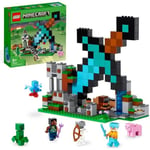 LEGO Minecraft 21244 L’Avant-Poste de l’Épée, Jouet, et Figurines Creeper, Squelette, pour Enfants