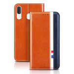 LUKASI for Samsung Galaxy A20E Phone Case, Flip Cover, Magnetic PU Leather Wallet, Card Slot ， Stylish Design With TPU Inner Shell， For Samsung Galaxy A20E-Orange