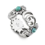 Gucci Double G With Flower Motif Sterling Silver Ring - P