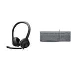 Logitech H390 Wired Headset for PC/Laptop, Stereo Headphones with Noise Cancelling Microphone & K120 Keyboard for Education with silicon cover, Wired Keyboard for Windows